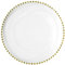 WedDecor 33cm Clear Charger Plates with Gold Beaded Rim, Acrylic Round Dinnerware for Centerpiece Presentation, 1pc Dinner Plate for Weddings, Events, Banquets & Christmas Table Decorations
