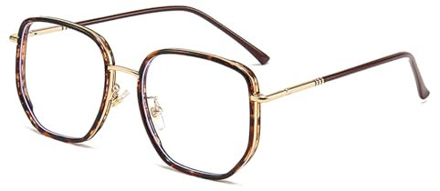 Batheidon 1 Stück Blaulichtfilter Brille Damen grün Musterbrille, Hochwertige PC-Gläser, Leicht und Stilvoll, Inkl. Brillenschachtel in weiß, Augenschutz für Büro und Freizeit (imprimé léopard)