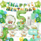 YIMAKJ Decoration Anniversaire Dinosaure 5 Ans, Kit Vaisselle et Ballon pour 16 Invités, Nappes Dino pour Garçon