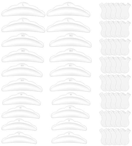60 Stück Transparente Wimpernlifting-Werkzeuge(40 Wimpern Lifting Pads+20 Y Form Wimpernbürste) Silikon Lash Lifting Pads Set Wiederverwendbare Beauty-Tools Zum Wimpernbiegen(S/M/M1/M2/L)