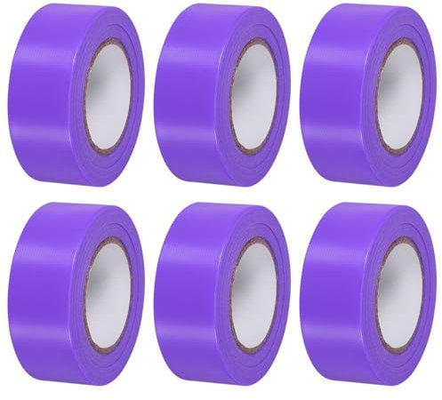 PATIKIL Nicht-Klebend Markierungsband 3cmx30m, 6 Stück PVC Neon-klebeband Leuchtklebeband Absperrband für Grenzen und gefährliche Bereiche, Lila