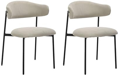 byLIVING Esszimmerstuhl 2er Set Jersey/Webstoff Taupe/Gestell Metall schwarz / 4-Fuß-Stuhl/Küchenstuhl 7 Polsterstuhl/B 58, H 78, T 54,5 cm