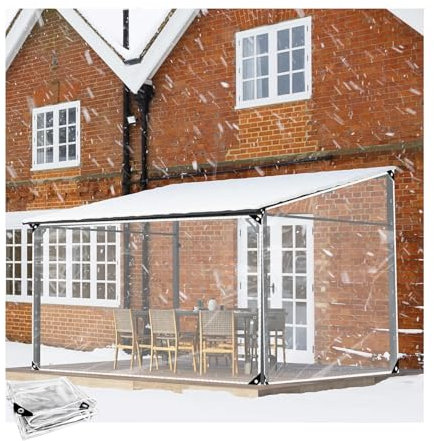 Transparente wasserdichte Plane mit Seitenteilen, kältebeständig, reißfest, ideal für Balkon, Garten, Terrasse, Pavillon und Hühnerstall, anpassbare Größe (1,7 x 3 m)