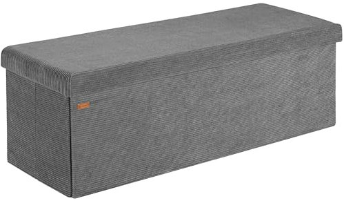Casaria® Sitzbank mit Stauraum Anthrazit Cord inkl. 2 Boxen Faltbar Sitzbank 300kg Belastbar 114x38cm Truhe für Wohnzimmer Schlafzimmer Flur Truhenbank Bank