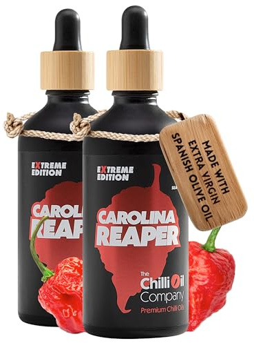 Extreme Edition Carolina Reaper Chilli - Made with Spanish Extra Virgin Olive Oil & Red Peppers - Extra Hot Buffalo Sauce by The Chilli Oil Company, 2-Pack