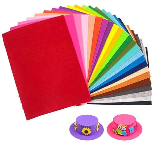 Filz zum Basteln, 30 Stück Bastelfilz 20 x 30cm Bunte Filzplatten für Handarbeit Diy Handwerk NäHen Party Dekorationen(COLOR:Mehrfarbig)