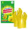 HOMESHOPA Large Household Rubber Gloves, 2 Pair Yellow Extra Thick Cleaning Washing Up Gloves, Non Slip Kitchen Dishwashing Gloves with Cotton Lining, Soft Flexible Reusable Waterproof