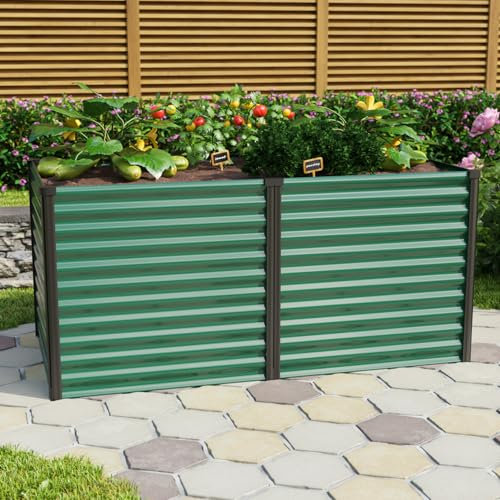 Vitavia Hochbeet Linus 858, Seegras/Schwarz, 188 x 96 x 86 cm (L x B x H) | Wetterfest aus Zincalume® | Ergonomisch & Rückenschonend | Schutz vor Schnecken & Unkraut | Perfekt für Gemüse & Blumen