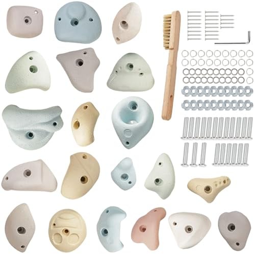 Qicrdvi Premium Resin Rock Climbing Holds for All Ages, Large Training Rock Climbing Wall Grips Indoor/Outdoor, Rock-Like Texture Climbing Wall with Mounting Hardware