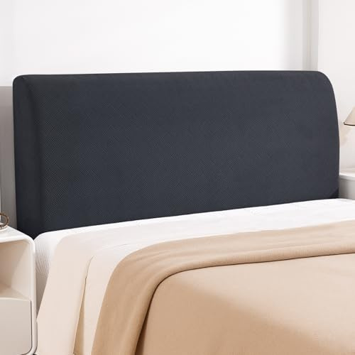 YSTELLAA Bett Kopfteil Bezug, 180CM, Weicher Stretch Bettkopfteil Bezug, Headboard Cover Staubdicht Kratzfester, Abnehmbarer Kopfteilbezug Bett Waschbar, Kopfteil Husse, Dunkelgrau