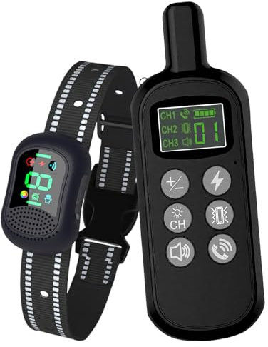 Collier d’Entraînement pour Chien, Vibration, Son, Choc Statique & Lumière + Interphone en Temps Réel, IPX67 Résistant à l’Eau – Adapté aux Chiens Petits & Moyens