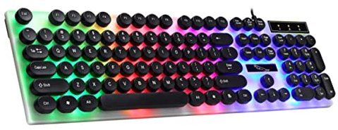 FUNNETOYU USB-beleuchtete Computertastatur Mit Rundtasten Praktische Tastatur Für Computer Leuchtende Tastatur Schwarz