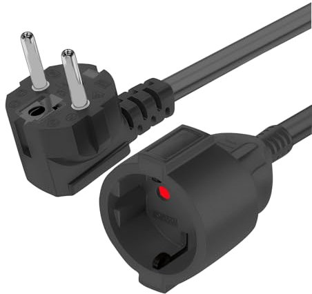 VIEVRE Verlängerungskabel Kurz 90 Grad Schuko Verlängerung 16A /250V Kurzes Verlängerungskabel IP20 Außenbereich - Schutzkontakt Stecker Typ F (CEE 7/4) auf Buchse (CEE 7/3) Schwarz, 0,3m