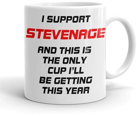 VIROSA Funny Football Mug – “Only Cup I’ll Be Getting This Year” – Gift for Stevenage Fans, Dad, Friend or Colleague – 11oz Ceramic Coffee Cup – Funny Xmas, Birthday, Father’s Day Present