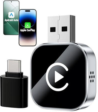 Swiftctrl Adattatore CarPlay & Android Auto Wireless – Dongle USB 2-in-1, Convertitore da Cavo a Wireless, Vetro & Alluminio, Compatibile con Oltre 800 Veicoli dal 2017
