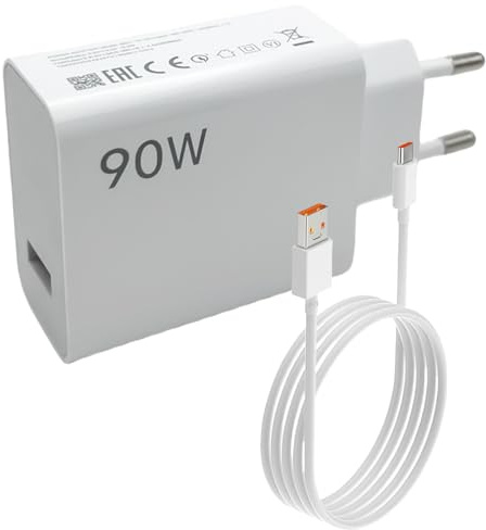 Caricatore USB C da 90 W con cavo di tipo C (1 M), caricatore rapido per Xiaomi 15 Ultra, 14T, 13T, Redmi Note 14/13/12, Poco F7/X7/F6, Pad 7 Pro - Turbo HyperCharge adattatore