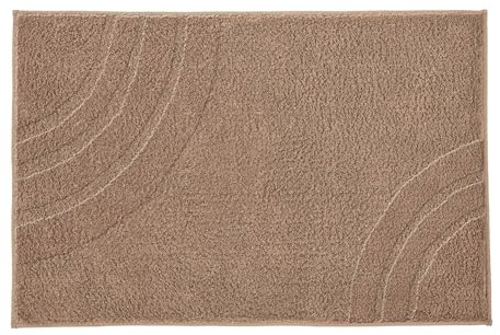Kleine Wolke Badteppich Saturn Taupe 80 x 140 cm | OEKO-TEX zertifiziert, rutschhemmende Unterseite, für Fußbodenheizung, maschinenwaschbar, 100% Polyacryl