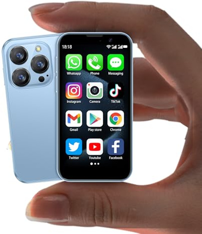 BLKE S Mini Smartphone con Pantalla táctil HD de 3,0, teléfono Android Mini Desbloqueado, reconocimiento Facial, WiFi, GPRS, Cuerpo Ultrafino para niños, teléfono móvil con Quad-Core Azul
