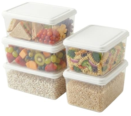 STL Food Storage Containers with Lids, 6L Clear Stackable Food Storage Boxes, BPA-Free Plastic Food Containers, Microwave and Dishwasher Safe, Kitchen & Lunch Containers (Pack Of 5)