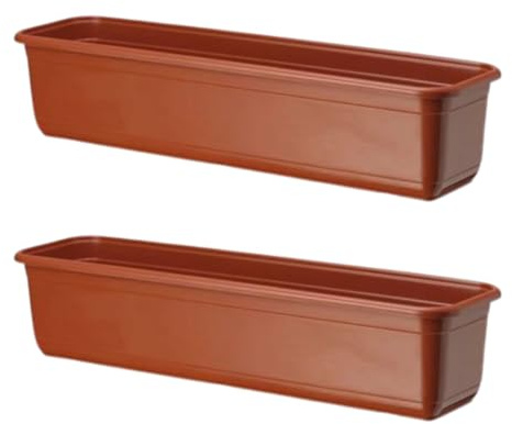 pokm toolsmarket - 2 STK. Blumenkasten, Länge 70cm, Terracotta Farbe, EU-Qualität, Blumenkübel Set Pflanzkasten Balkonkasten ohne Untersetzer - Venus