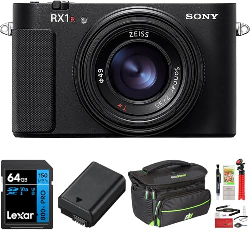 Sony RX1R III Compact Full-Frame Digital Camera 61MP - Black DSC-RX1RM3 Bundle with Lexar 64GB SDXC Memory Card, NP-FW50 Replacement Battery and Deco Photo Camera Bag with Accessories (Medium)