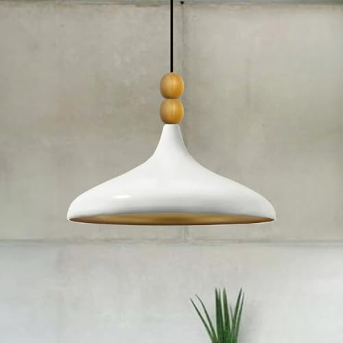 bamyum Champion Perlen Hängelampe Ø35 cm, Pendelleuchte Vintage, Industrial aus Metall E27, Wohnzimmerlampe Hängend, Esstisch, Küchenlampe Weiß