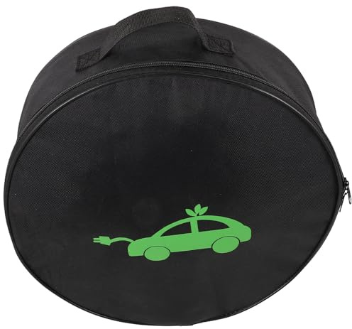 Zerodeko Portable Oxford Cloth Material Ev Charger Cable Organizer Bag round Shape with Waterproof and Shockproof Protection Car Trunk Storage and Road Trips Black