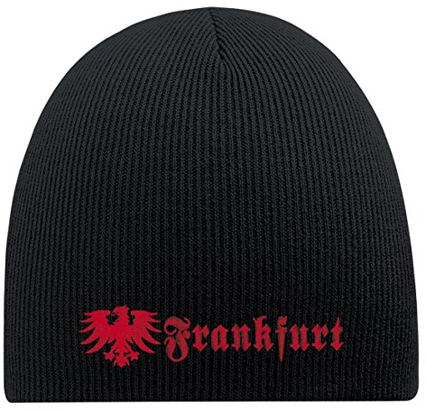 Fan-O-Menal Mütze Beanie mit Einstickung - Frankfurt Adler rot - 54832 schwarz