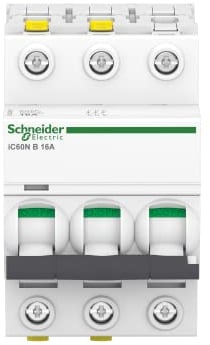 Schneider A9F03316 Disjoncteur iC60N, 3P, 16A, B Charakteristik, Blanc