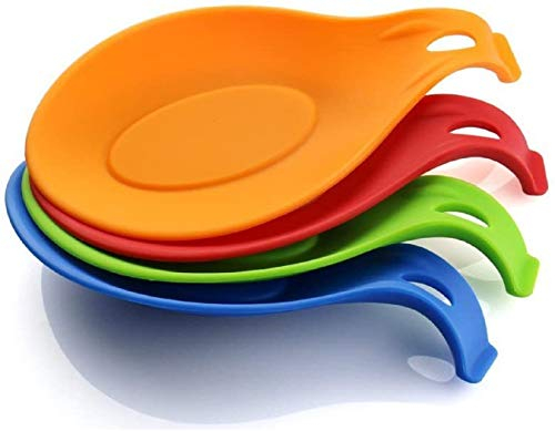 iNeibo Kitchen Silicone Spoon Rest, Set of 4, (Colorful,Big Size)