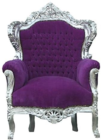 Casa Padrino Barock Sessel 'King' Lila/Silber