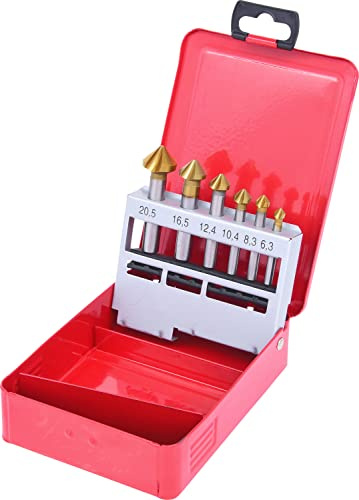 KS Tools 336.0426 HSS TiN Kegel-Entgratsenker-Satz, Stahlblechkassette 6-tlg.