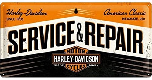 Nostalgic-Art Retro Blechschild, 25 x 50 cm, Harley-Davidson – Service & Repair – Geschenk-Idee für Biker, Original Lizenzprodukt (OLP), aus Metall, Vintage Design, Blechschilder Sprüche