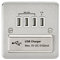 Knightsbridge FPQUADBCW FPQUAD FPAVQUADBCW Flat Plate 1G Quad USB Charger Outlet 5V Dc 5.1A-Brushed Chrome White Insert
