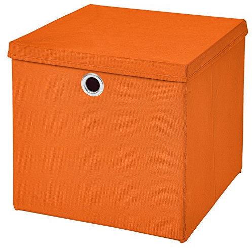 CM3 1 Stück Faltbox Orange 28 x 28 x 28 cm Aufbewahrungsbox faltbar mit Deckel