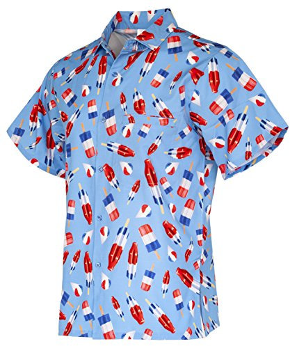 Funny Guy Mugs Kurzarm-Hemd für Herren, mit Hawaii-Print, Eis am Stiel aus den USA, Mittel