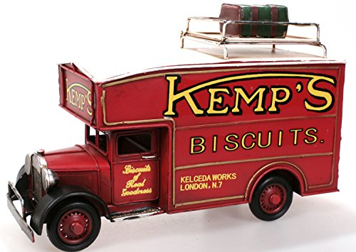 Unbekannt Metall LKW 28 cm mit Bilderrahmen und Spardose rot Blech Modell Brummi Lastwagen