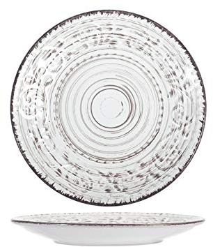 H&H Courtyard Set 6 Piatti Frutta, Stoneware, Bianco, 21 cm