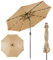 COSTWAY Parasol de Jardin Extérieur Ø 300 CM, Inclinaison et Manivelle, 24 Lumières LED, Parasol Balcon Solaire sans Pied, 8 Baleines Robustes, Toile Ventilée, pour Jardin Piscine Terrasse(Beige)