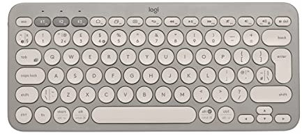 Logitech K380 Tastiera wireless Bluetooth Multi-Device con Easy-Switch, design sottile e durata della batteria di 2 anni. PC, laptop, Mac, Android, iPad OS, Apple TV, US International QWERTY - Sabbia