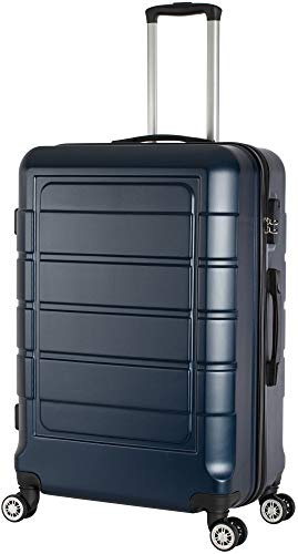 Cahoon - Hartschalen-Koffer Trolley Handgepäck Reisekoffer Kofferset 4 Rollen M-L-XL-Set 201 (dunkel-blau, Großer Koffer)