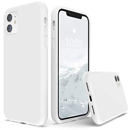 SURPHY für iPhone 11 Hülle Silikon, Flüssigsilikon Handyhülle iPhone 11 6,1 Zoll mit Futter aus Mikrofaser, stoßfest Protective Case Schutzhülle, Weiß