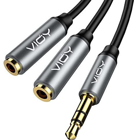 VIOY Headphone Splitter - Double 3.5mm Jack Audio Cable Male to Female Dual Earphone 2-Way Extension for Smartphones