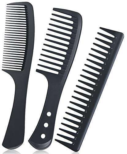 URAQT Breiter Zahnkamm Kit, 3PCS Profi Friseur Kamm, Barbier Haarstyling Salon Lockenkamm Hitzebeständiger Antistatischer Carbon Kamm, Hair Comb für Männer und Frauen
