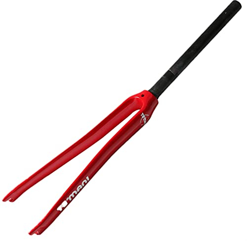 GRTE Forcella da Bicicletta Diritte in Fibra di Carbonio T800, Forcella Freno C, 28,6 Mm / 1-1/8 * 700 * 23C Forcella Rigida Leggera per Bici da Corsa Ciclismo Bici da Strada,Rosso,28.6 * 700 * 23C
