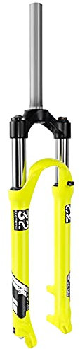 LvTu Ressort Hydraulique Vélo VTT Fourche à Suspension 26 27,5 Pouces 29 ER, Tube Droit 1-1/8 Verrouillage Manuel Vélo de Montagne Fourche Avant Jaune (Size : 27.5 inch)