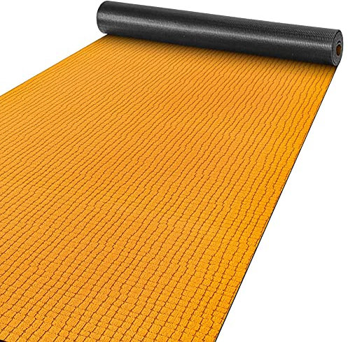 ANRO Teppich Läufer Flur Küchenteppich Schmutzfangmatte Sauberlaufmatte rutschfest Velours Orange 65x1000cm (10M) Modern