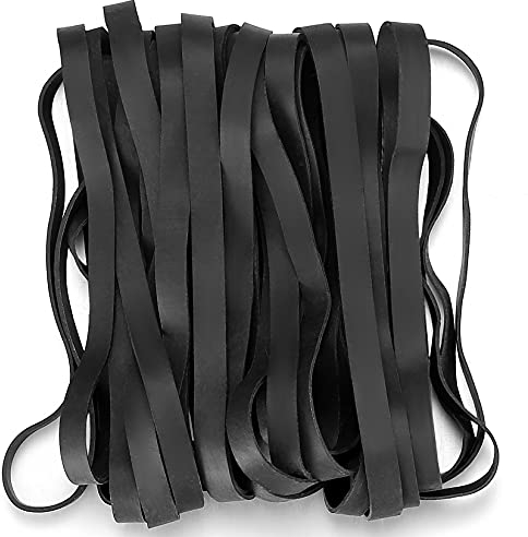 Rubber Bands, 50 Pcs Large Thick Elastic Rubber Bands Sets, Heavy Duty Trash Can Bands, Strong Wide Wrapping Ropes Bands for Industrial Home Office School File Folders Garbage - Black