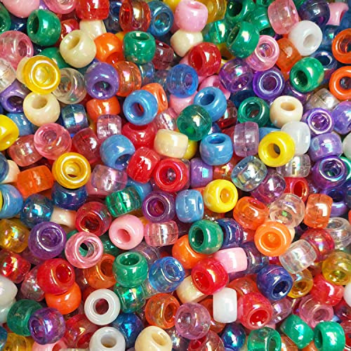 Adwzy 500 Stück Pony Beads 6x9mm AB Bunte mit Großem Loch für Schmuck, Armbänder, Ketten, Schlüsselanhänger, Basteln