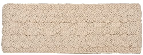 styleBREAKER Damen Strick Stirnband einfarbig mit Zopfmuster, Thermo Fleece Futter, Winter Headband Uni 04026058, Farbe:Beige